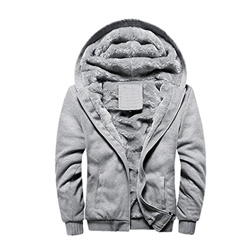 Rocky Sun Men Winter Hooded Jacket Hoodie Faux-Fur Lined Warm Coat Grey L