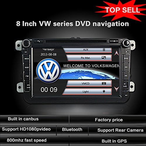 Two Din 8 Inch Car DVD Player for Vw/polo/passat/golf/skoda/octavia/seat/leon with Wifi 3g Host Radio GPS Bt 1080p Ipod RDS Map
