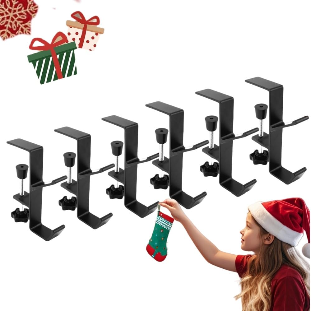 Photo 1 of 2 in 1 Garland Hooks and Fireplace Stocking Holders, Mantel Hooks for Christmas Adjustable No Drill Mantle Stocking Hanger for Fireplace Xmas Holiday Home Party Decoration