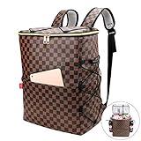Tophie Insulated Cooler Backpack, 30L Leakproof Lightweight Lunch Backpack and Bag, 30 Cans PU Leather Waterproof Hiking Backpack for Hiking Beach Park Picnic (Checked Pattern)