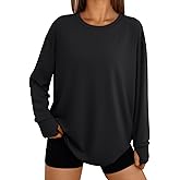 Trendy Queen Womens Oversized T Shirts Fall Thumb Hole Long Sleeve Workout Tops Fashion Plus Size Gym Loose Y2k Tunic Tee