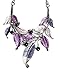 Moxeay Womens Vintage Crystal Rhinestone Leaves Bib Statement Collar Chain Necklace Earring Sets (Purple)