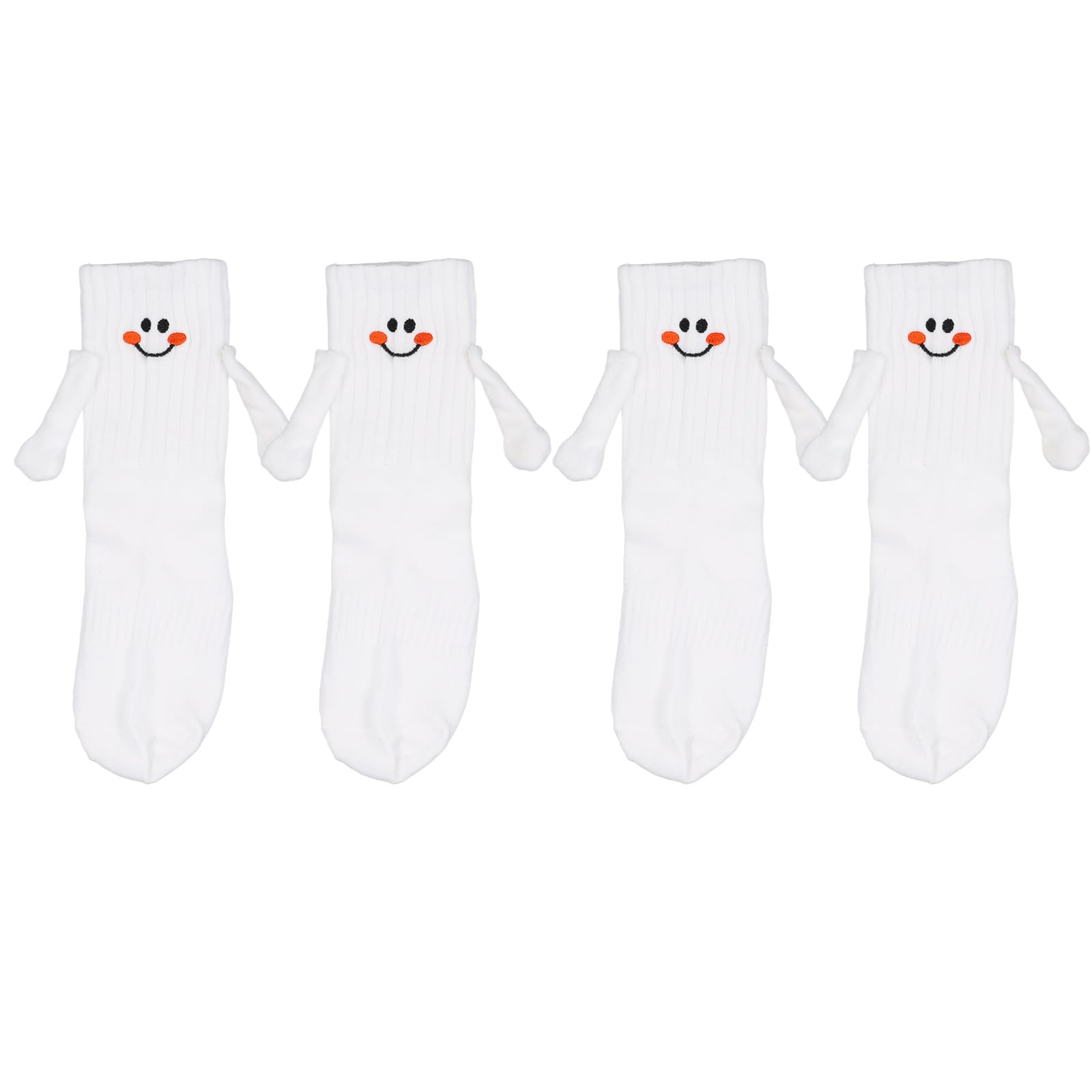 Photo 1 of XIHIRCD 2 Pairs Hand Holding Socks for Kids, Funny Magnetic Mid-Tube Socks White Smile Face Matching Crazy Silly Slipper Socks Magnet Friendship Birthday Gift for Children Toddler (3-5T)
