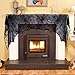 OurWarm Halloween Black Lace Spiderweb Fireplace Mantle Scarf Cobweb Cover for Halloween Door Window Decorations, Spooky Festive Party Supplies 74 x 35 Inch