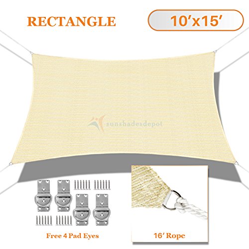 Sunshades depot 10  x 15  sun shade sail rectangle perm…