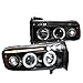 Spec-D Tuning 2LHP-RAM94JM-TM Dodge Ram Black Dual Halo Projector Head Lights
