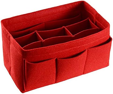 Felt Fabric Purse Handbag Organizer, Bag in Bag, MultiPocket Insert Bag, [Small, Medium, Large], used in Car, Bathroom, Shopping (Medium, Red)