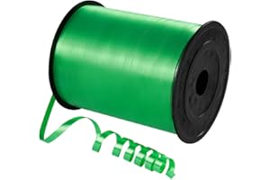Quhora 500 Yards Green Curling Ribbon for Gift Wrapping, 1/5 inch Wide Balloon Ribbon String for Florist Flower, Crafts, Wreaths, Christmas, Birthday Party, Wedding