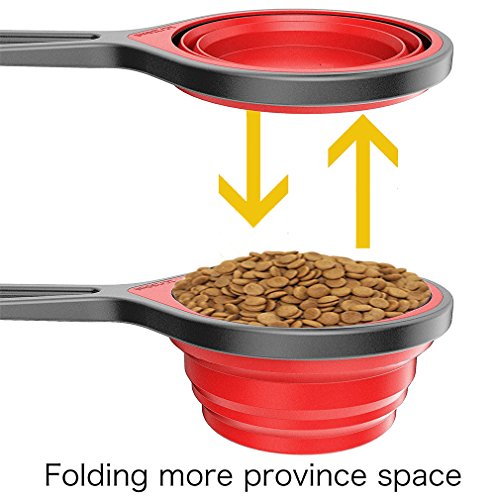 Himi Pet Food Scoops Silicone Collapsible Measuring Cups - Set of 4 - Great for Dog, Cat and Bird Food