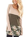 Halife Womens Plus Size Long Sleeve Casual Round Neck Loose Tunic Tops Blouse Tee Shirts Army Green XXL