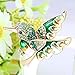 EVER FAITH Austrian Crystal Enamel Lovely Humming Bird Animal Brooch Pin Green Gold-Tone