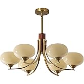 BOKT Vintage Ceiling Pendant Lighting Fixtures 6-Light Gold Sputnik Chandelier Nordic Milk Yellow Pendant Light Mid Century S