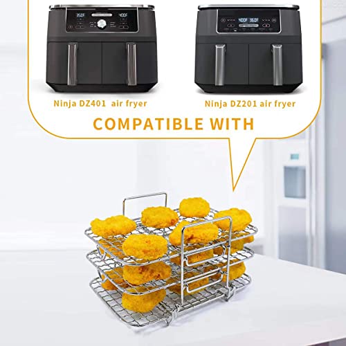 Air Fryer Rack for Ninja Dual XL Air Fryer, Food Safe Stainless Steel