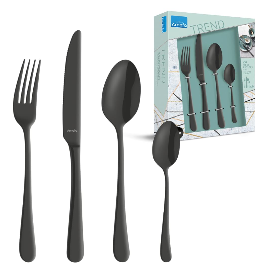 Austin, Stainless Steel, Black, Ménagère 16 couverts Pour 4 personnes