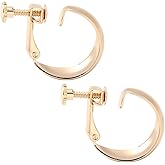 Beebeecraft 1 Box 12Pcs Clip On Hoop Earrings 18K Gold Plated Brass Screw Non-Pierced Clip-on Chunky Huggie Earring with 12Pcs Ear Pads for Gift Women