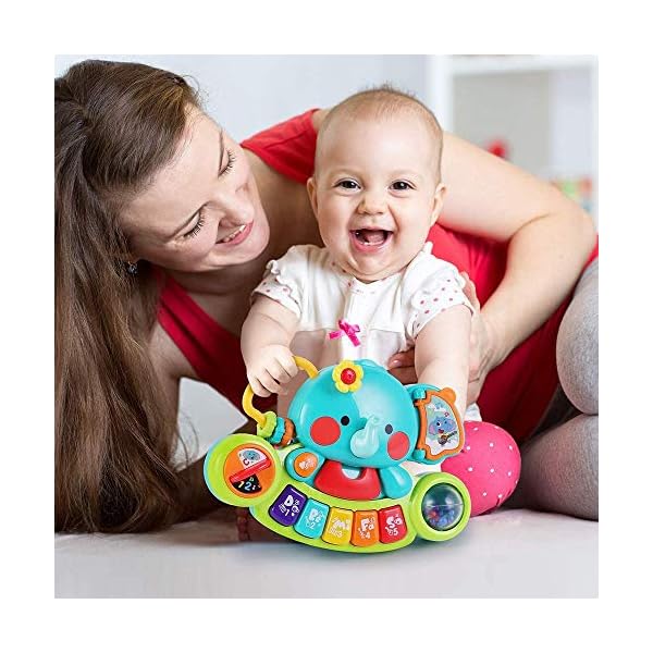 Baby Musical Elephant Toys, Toddlers Piano Keyboard Toy with Lights & Sound Music Activity Center Educational Learning…