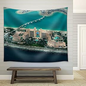Eagle Eye View of City,Dubai - Fabric Wall Tapestry Home Decor - 51x60 inches