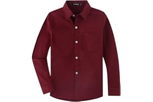 Spring&Gege Boys' Long Sleeve Woven Dress Shirt Formal School Uniform Button Down Shirt