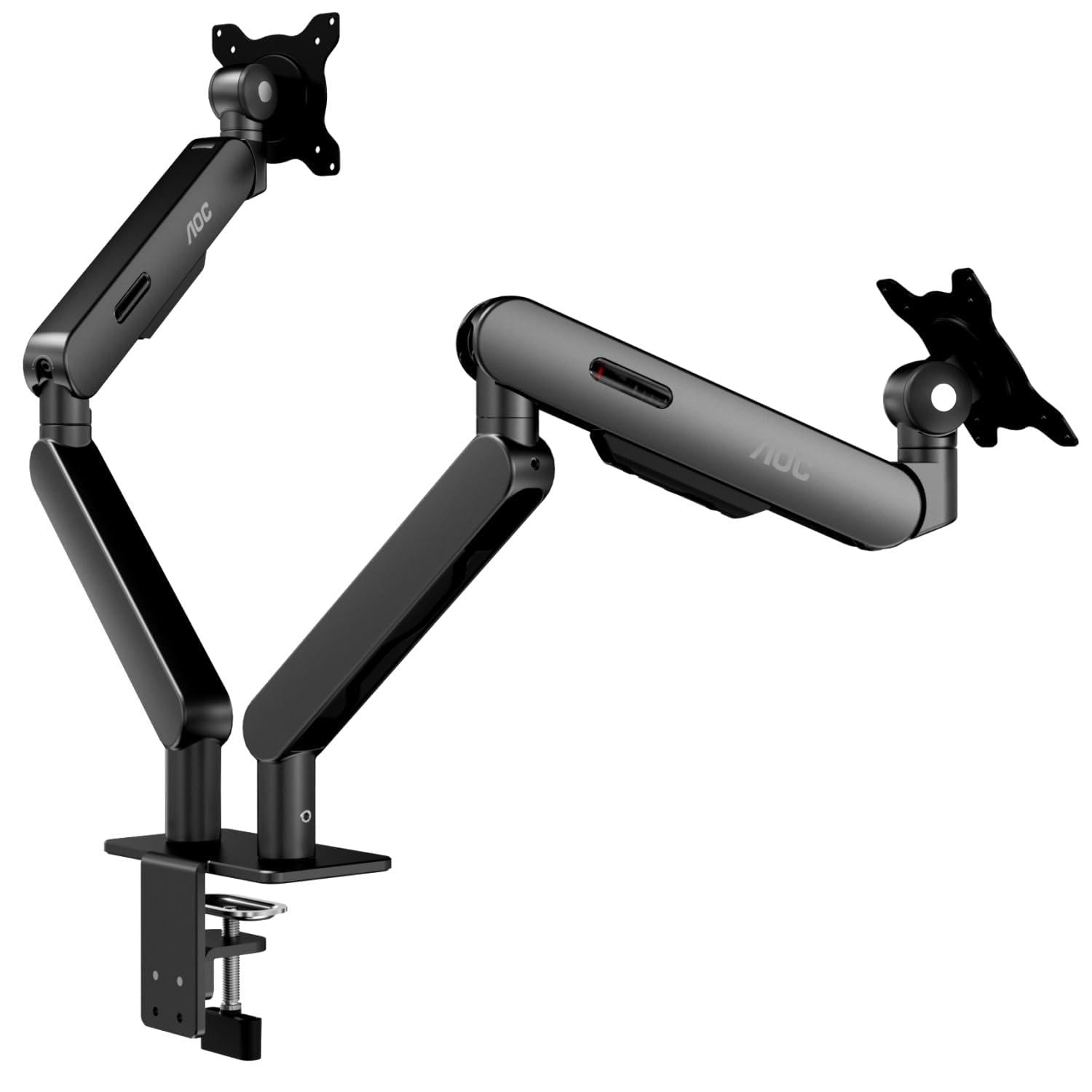 Photo 1 of AOC AM420G Dual Monitor Stand - Full Adjustable Monitor Desk Mount Swivel Vesa Bracket with C Clamp, Grommet Mounting Base for 17 to 34 Inch Computer Screens - Each Arm Holds 4.4 to 19.8lbs