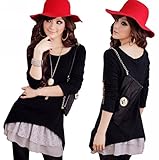 Uget Cute Long Sleeve Knitted Dresses for Women Pullover Tunic Tops