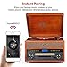 1byone Nostalgic Wooden Turntable Wireless Vinyl Record Player with AM, FM, CD, MP3 Recording to USB, AUX Input for Smartphone and Tablets, RCA Output