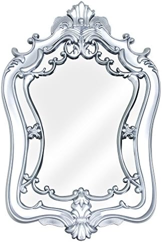 Millennium Art Framed Baroque Style Plastic Framed Wall Vanity Mirror - Silver (35" H x 24" L)
