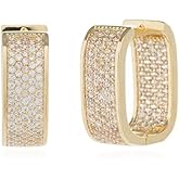 rneyflow 14K Gold Plated Cubic Zirconia Hoop Earring with 925 Sterling Silver Post Small Huggie Earrings for Women