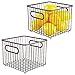 mDesign Metal Farmhouse Kitchen Pantry Food Storage Organizer Basket Bin - Wire Grid Design - for Cabinets, Cupboards, Shelves, Countertops - Holds Potatoes, Onions, Fruit - Square, 2 Pack - Bronze