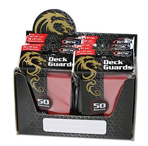 BCW 500 Count Deck Guard RED MATTE Finish for Stardard Size Collectable Cards - Deck Protector Sleeves [Display Bundle - 10 Packs]