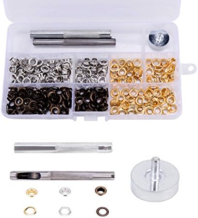 Stop Now Grommet Kit with 180 Set Grommets & 3 PCs Grommet Tools, 1/ 4 Inch