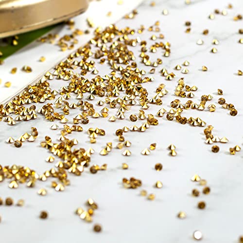 FUTUREPLUSX Gold Fake Diamonds, 28000PCS Gold Acrylic Diamonds Crystals Gems Rhinestones 3mm for Vase Fillers Table Scatters Confetti Wedding