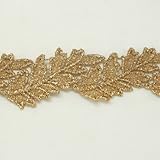 Gold metallic lace trim metallic ribbon trim by the yard for fabric Millinery accent motif scrapbooking card making lace decoration baby headband hair accessories dress accessories Bridal beaded trim by Annielov trim #294
