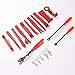MICTUNING 19Pcs Auto Audio Trim Removal Tool Set & Clip Plier Upholstery Fastener Remover Nylon Dash Door Panel Stereo Tool Kits (Red)