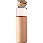 wangsdjy 21oz Borosilicate Glass Water Bottles with Silicone Non-Slip Sleeve & Leak-Proof Lid-Reusable Drink Bottle for Office,Travel,Gym,Hiking-BPA Free,Ideal Gift for Home,Car &Fitness (Pink)