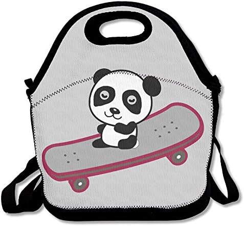 JingleBoo Panda Riding On Skateboard Lunch Tote Bag For Men Women Kids