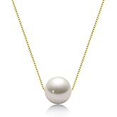 DENGGUANG Pearl Necklaces for Women Floating Single Freshwater Pearl Pendant Necklaces with Sterling Silver 18 inch Chain Pearl Jewelry Gifts for Her 8-9mm White/Pink/Purple