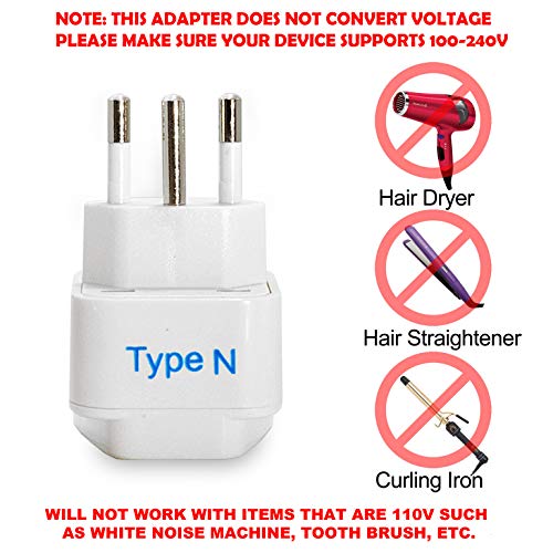 Ceptics Brazil Travel Plug Adapter (Type N) 3 Pack [Grounded