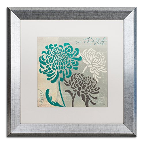 Trademark Fine Art Chrysanthemums I by Wellington Studio in Silver Frame, 16 by…