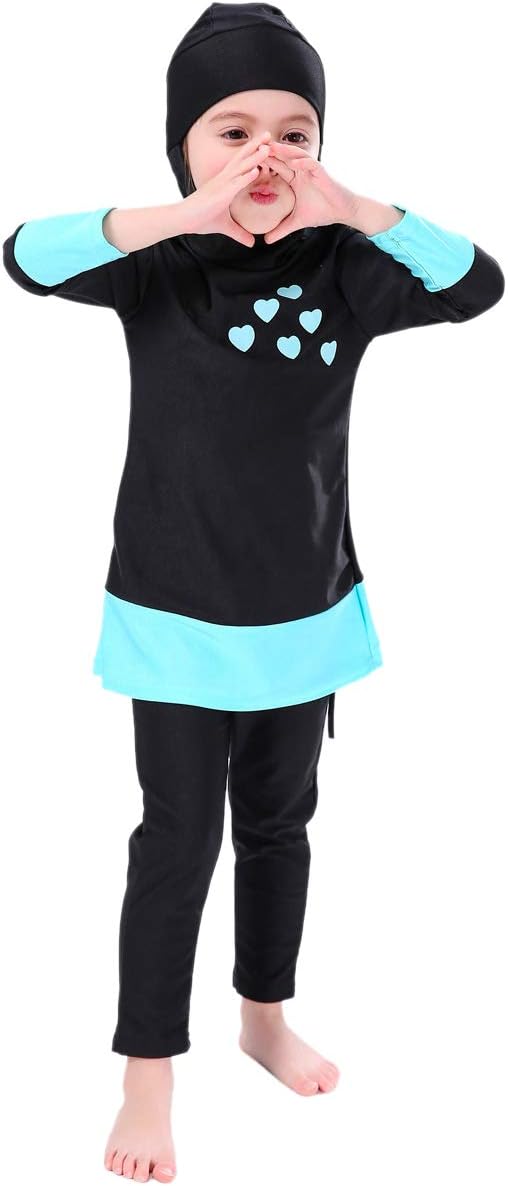 OwlFay Mu Swimsuits For Girls Kids Islamic Burkini Full Cover Hijab Top Pants Swim Costume Bathing Suit