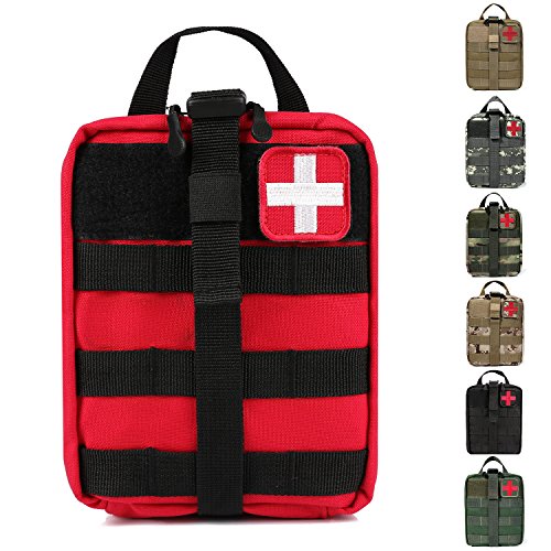 Bagail Rip-away Emt Pouch Molle Pouch Ifak Pouch Medical First Aid Kit Utility Pouch 1000D Nylon (Red)