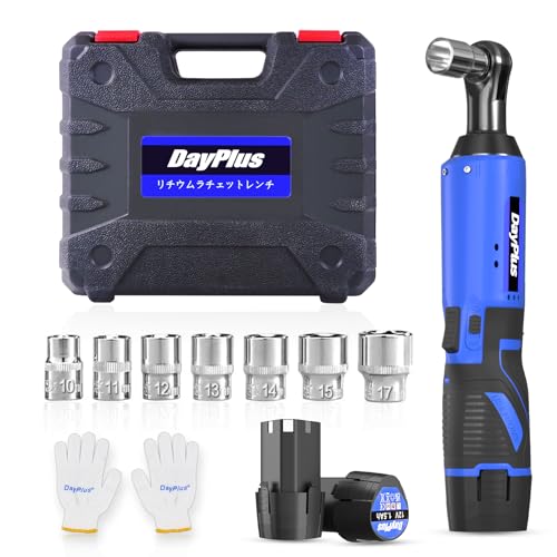 DayPlus 充電式ラチェットレンチ 12V 電動ラチェットレンチ コードレス 差込角3/8