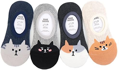 Womens Cute Cat Socks No Show Liners Low Cut Socks