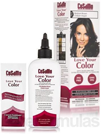 CoSaMo - Love Your Color Non Permanent Hair Color 765 Medium Brown - 3 oz NEW PACKAGING Like Clairol , L'Oreal , Garnier , John Frieda , Nice n Easy , Revlon haircolor ... No PPD or No Ammonia ! Paraben FREE ! PPD FREE ! No Peroxide ! Peroxide Free ! #1 RATED BEST HAIR COLOR ! Most Popular Haircolor ! MADE IN USA
