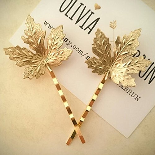 el regalo leaf gold hair clips for women - set of 2