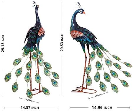 Peacock garden statue by Chisheen, 32 inches tall, priced at $87.99.