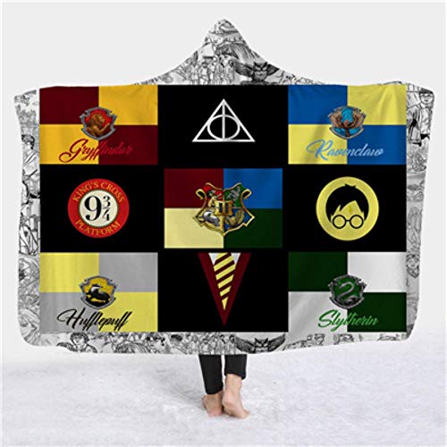 3D Printed Hooded Blanket Anime Soft Fluffy Blankets for Adults Sherpa Fleece Winter Throw Blanket Hoodie Blanket Travel Cloak,Adult 150 x 200 cm,Harry Potter 05