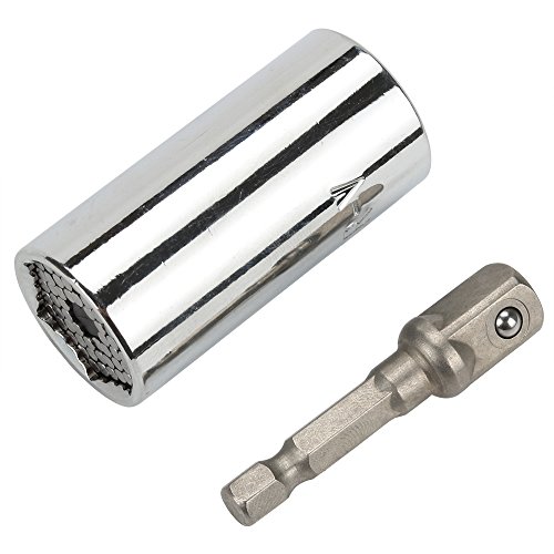 Breynet Universal Socket Wrench Set, Multi-function 7mm to 19 mm Sockets Ratchet Metric Wrench Power Drill Adapter Universal Professional Repair Tools (silver) - Thumbnail 3