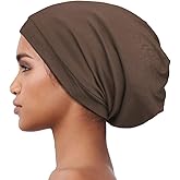 Alnorm Satin Lined Slouchy Cap Slouch Skullcap Fashion Sleeping Headwear Brown