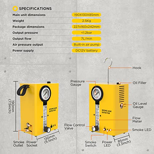 Smoke Leak Detector,Automotive Smoke EVAP Leaks Testing Machine, Portable Pipes Fuel Leakage