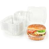 GTYOPR 6*6Inch Disposable Plastic Containers With Lids 50Piece,Fancy Hinge Square Clam Shell Food Box,Suitable For Restaurant Takeout And Party Food Storage，Convenient To Carry Hamburgers, sandwich.
